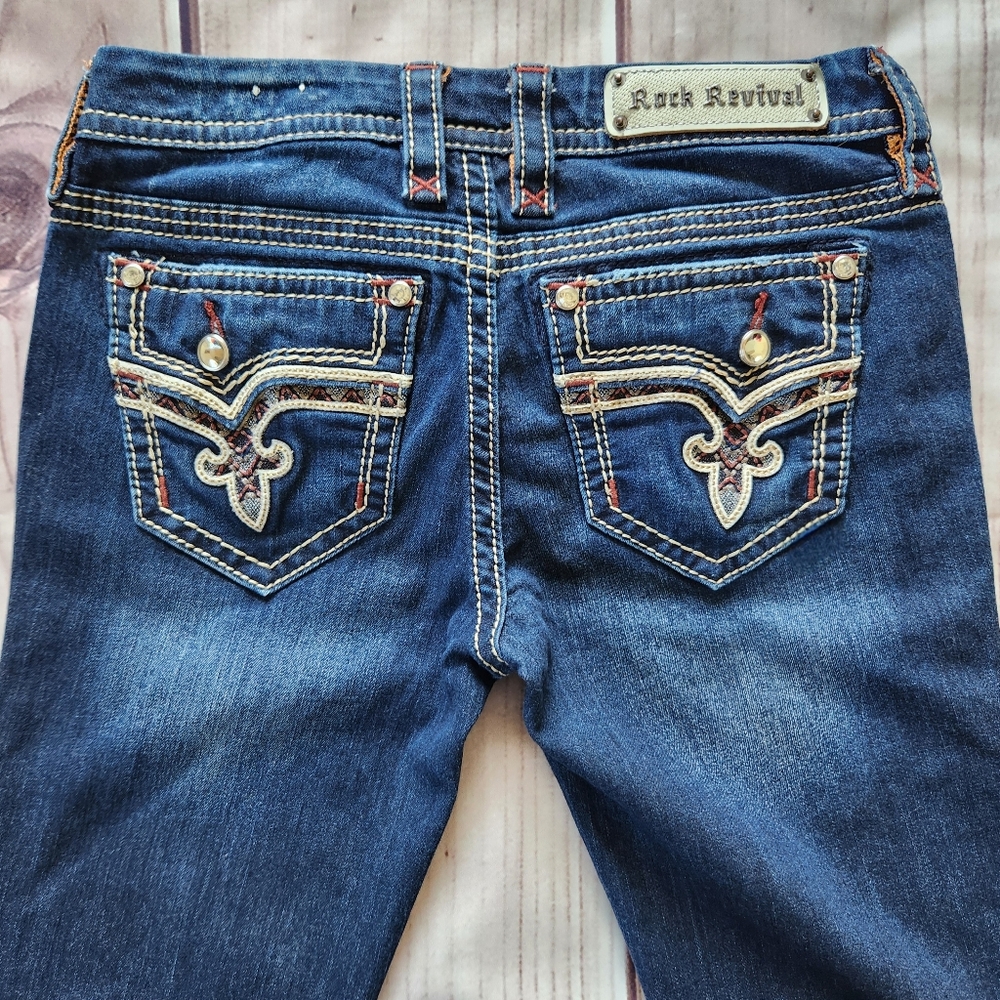 Rock Revival "Betty Boot" Low Rise Bootcut Blue Jean Western | Women's Size 28 - Picture 10 of 16